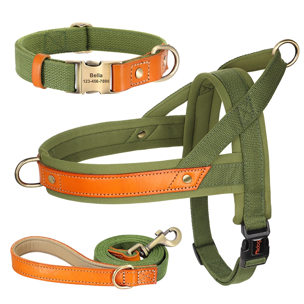 Fido No Pull Dog Harness | Comfortable Nylon with PU Leather Lining, Adjustable Fit 3