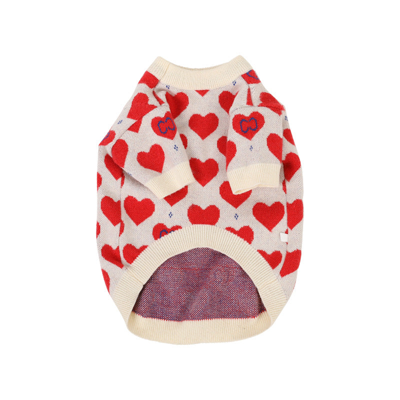 Holly Dog Sweater | Windproof, Trendy Red Heart Print for French Bulldogs 5