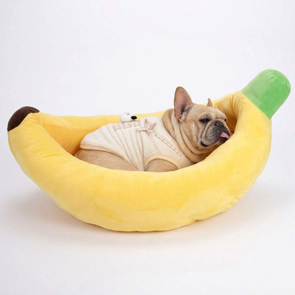 PawNest Dog Bed | Ultra-Soft Plush, Banana Shape 1