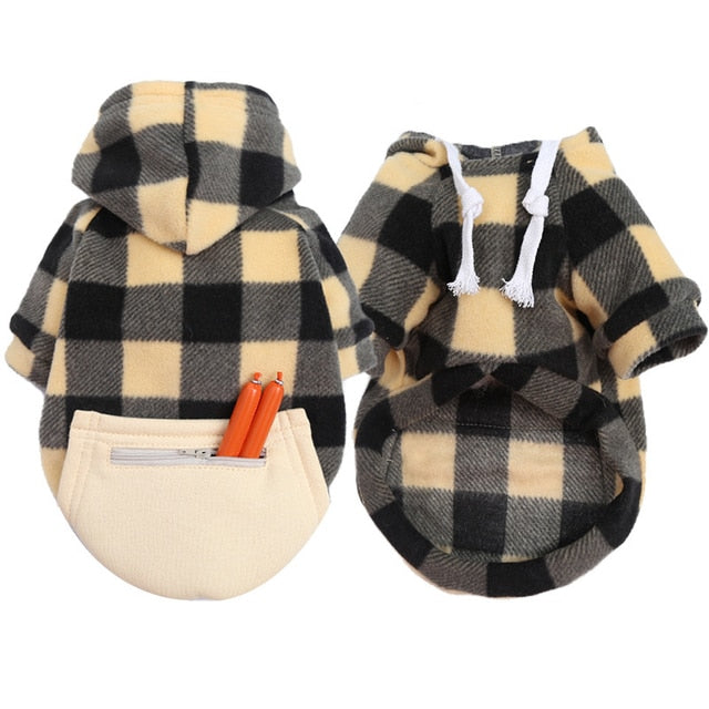 Pawfect Dog Hoodie | Plaid Design, Fleece Lined for Warmth 3