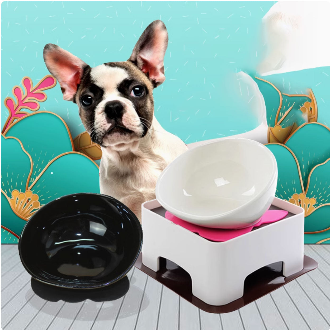 Fido Elevated Dog Bowl | Ceramic, Adjustable Design for French Bulldogs 6