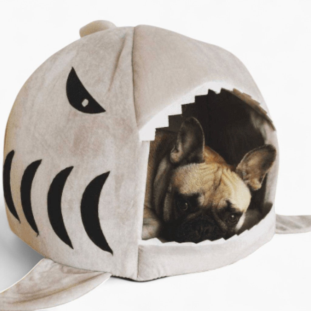 Frodo Shark Dog Bed | Cozy Cave for Small Breeds, Self-Warming Interior 1