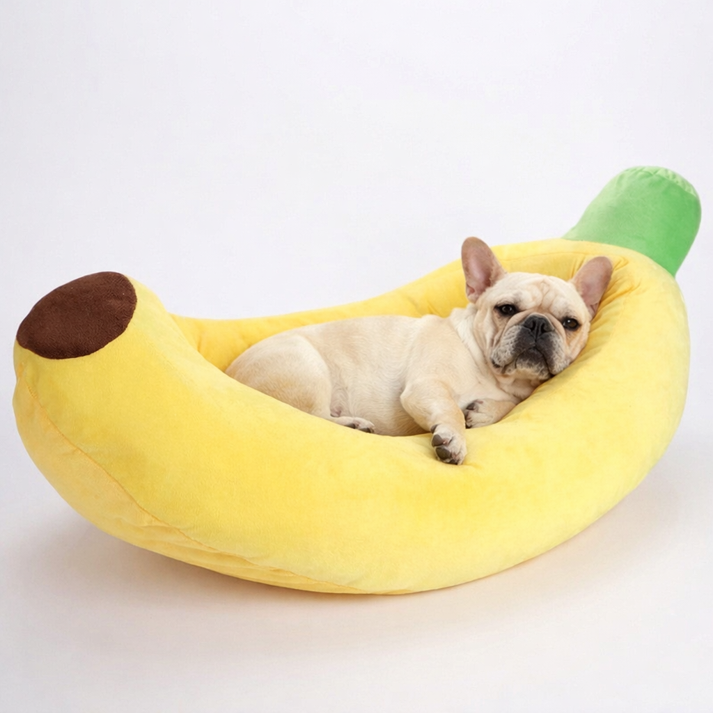 PawNest Dog Bed | Ultra-Soft Plush, Banana Shape 0