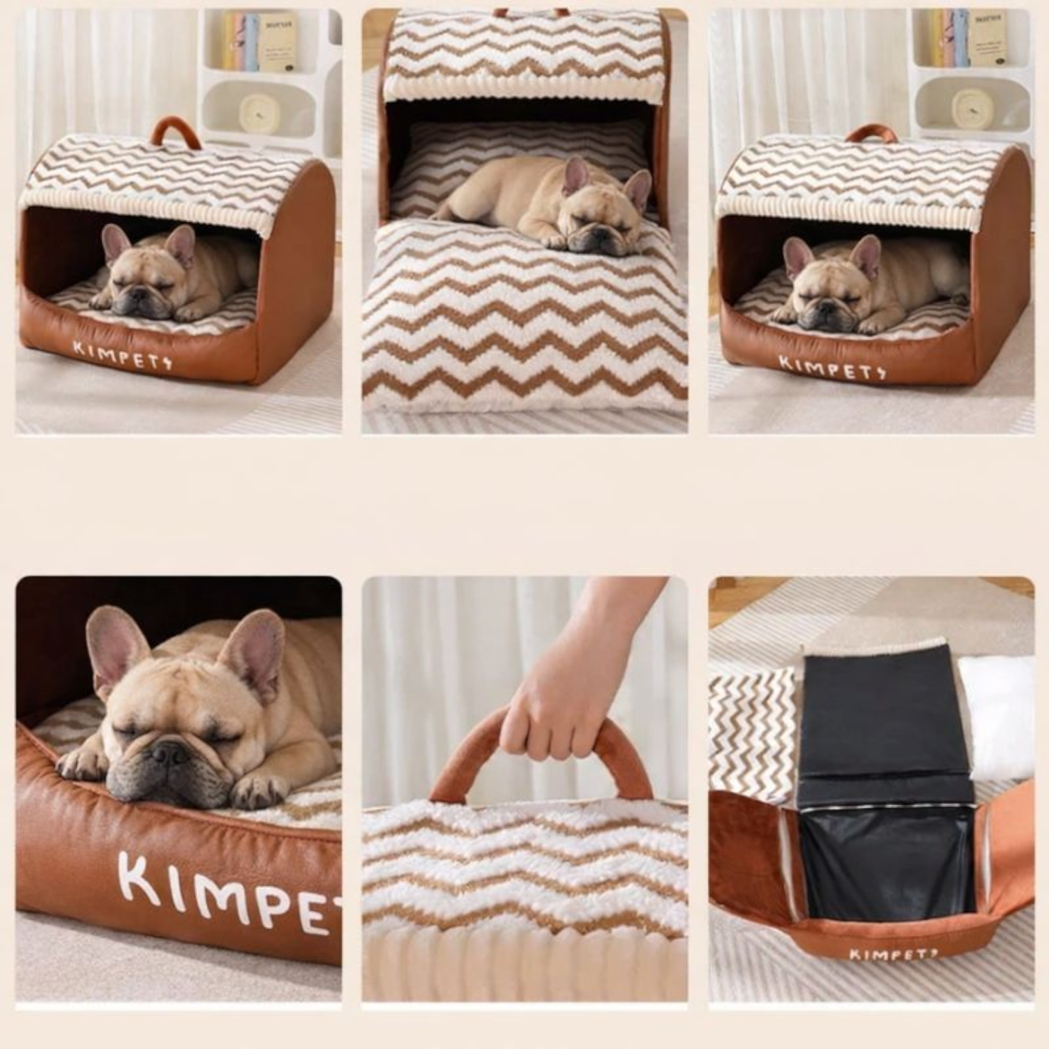 Snuglo Cozy Cave Bed | Thickened Design for French Bulldogs, Soft Velvet 2